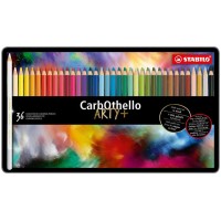 Pasztell ceruza készlet, kerek, fém doboz, STABILO "CarbOthello", 36 különböző szín