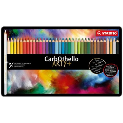 Pasztell ceruza készlet, kerek, fém doboz, STABILO "CarbOthello", 36 különböző szín