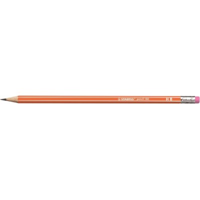 Grafitceruza radírral, HB, hatszögletű, STABILO "Pencil 160", narancs