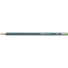 Grafitceruza radírral, HB, hatszögletű, STABILO "Pencil 160", olajzöld