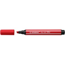Filctoll, 1-5 mm, vágott hegy, STABILO "Pen 68 MAX", piros