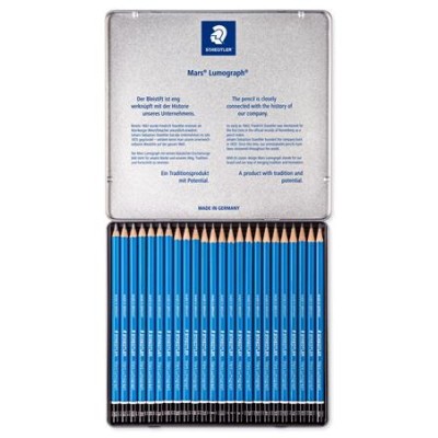 Grafitceruza készlet, fém doboz, hatszögletű, STAEDTLER "Mars® Lumograph® 100", 24 különböző keménység