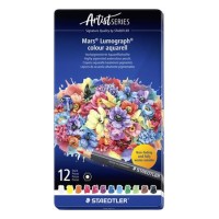 Akvarell színes ceruza készlet, hatszögletű, fémdobozos, STAEDTLER "Mars® Lumograph® 104", 12 különböző szín
