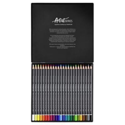 Akvarell színes ceruza készlet, hatszögletű, fémdobozos, STAEDTLER "Mars® Lumograph® 104", 24 különböző szín