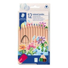 Színes ceruza készlet, háromszögletű, vastag, STAEDTLER "Noris® natural jumbo 1280N", 12 szín
