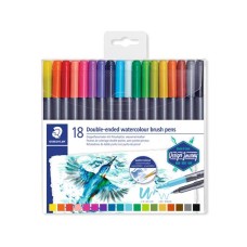 Ecsetirón készlet, 0,5-0,8/1,0-6,0 mm, kétvégű, STAEDTLER "3001", 18 szín