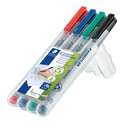 Alkoholmentes marker készlet, OHP, 0,4 mm, STAEDTLER "Lumocolor® 311 S", 4 különböző szín