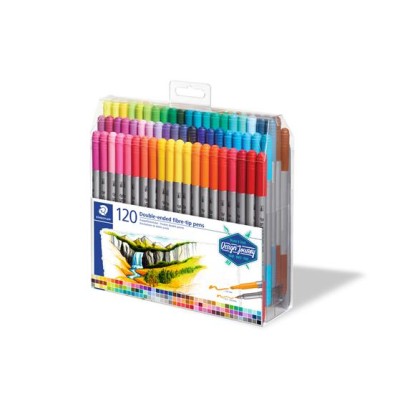 Rostirón készlet,  0,8/3,0 mm, kétvégű, STAEDTLER® "3200", 120 különböző szín