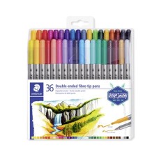 Filctoll készlet, 0,8/3,0 mm, kétvégű, STAEDTLER® "3200", 36 különböző szín