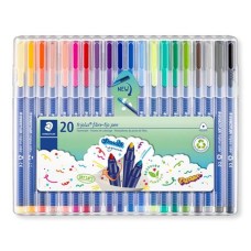 Filctoll készlet, 1 mm, STAEDTLER "Triplus 323", 20 különböző szín