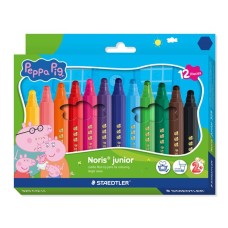 Filctoll készlet, 2,5 mm, kimosható, jumbo, STAEDTLER „Noris® junior 329”, Peppa malac, 12 szín