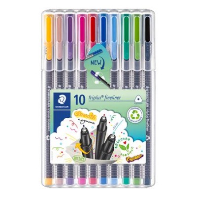Tűfilc készlet, 0,3 mm, STAEDTLER "Triplus 334", 10 különböző szín