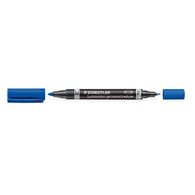 Alkoholos marker, 0,6/1,5 mm, kúpos, kétvégű, STAEDTLER "Lumocolor® duo 348", kék