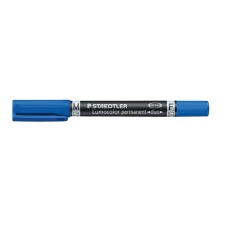 Alkoholos marker, 0,6/1,5 mm, kúpos, kétvégű, STAEDTLER "Lumocolor® duo 348", kék