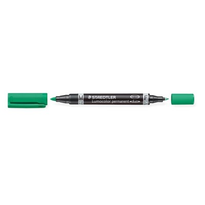 Alkoholos marker, 0,6/1,5 mm, kúpos, kétvégű, STAEDTLER "Lumocolor® duo 348", zöld
