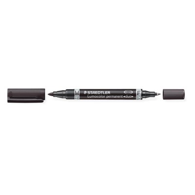 Alkoholos marker, 0,6/1,5 mm, kúpos, kétvégű, STAEDTLER "Lumocolor® duo 348", fekete