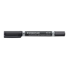 Alkoholos marker, 0,6/1,5 mm, kúpos, kétvégű, STAEDTLER "Lumocolor® duo 348", fekete