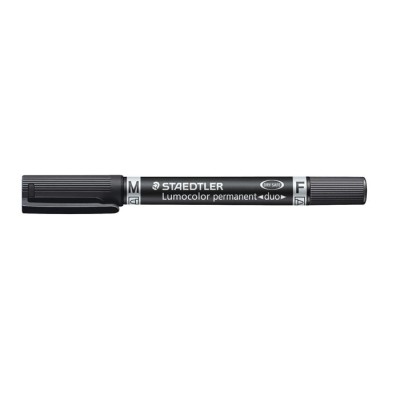 Alkoholos marker, 0,6/1,5 mm, kúpos, kétvégű, STAEDTLER "Lumocolor® duo 348", fekete
