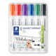 Táblamarker készlet, 2 mm, kúpos, STAEDTLER "Lumocolor® 351", 6 különböző szín