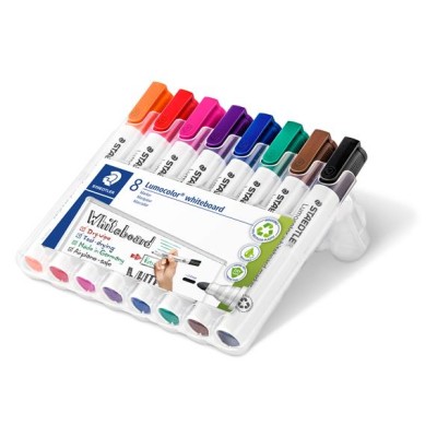 Táblamarker készlet, 2 mm, kúpos, STAEDTLER "Lumocolor® 351", 8 különböző szín