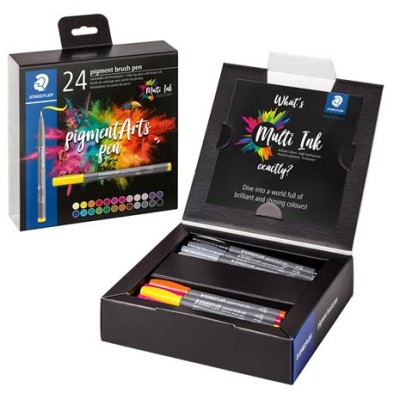 Ecsetirón készlet, STAEDTLER "Pigment brush 371", 24 különböző szín