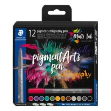 Kalligrafikus filctoll készlet, 2 mm, STAEDTLER "Pigment 375", 12 különböző szín