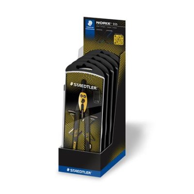 Körző készlet, precíziós, 3 darabos, STAEDTLER "Norix® 555", sárga