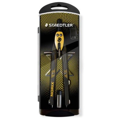 Körző készlet, precíziós, 3 darabos, STAEDTLER "Norix® 555", sárga