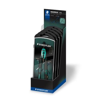 Körző készlet, precíziós, 3 darabos, STAEDTLER "Norix® 555", zöld
