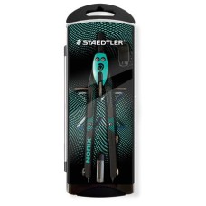 Körző készlet, precíziós, 3 darabos, STAEDTLER "Norix® 555", zöld