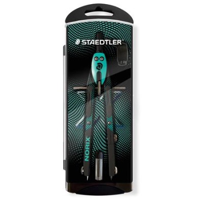 Körző készlet, precíziós, 3 darabos, STAEDTLER "Norix® 555", zöld