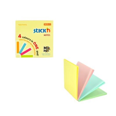 Öntapadó jegyzettömb, 76x76 mm, 100 lap, STICK N "Magic Pad" pasztell színek