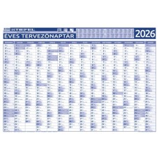 Éves tervező és projekt naptár, kétoldalas, fémléces, kék színű filctollal, 70x100 cm, 2026 évi, STIEFEL