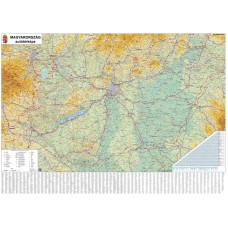 Falitérkép, 100x140 cm, fémléces, Magyarország autótérképe, STIEFEL