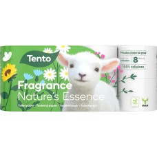 Toalettpapír, 3 rétegű, kistekercses, 8 tekercs, TENTO "Nature`s Essence", fehér