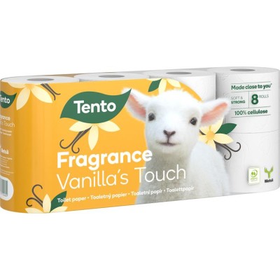 Toalettpapír, 3 rétegű, kistekercses, 8 tekercs, TENTO "Vanilla`s Touch", fehér