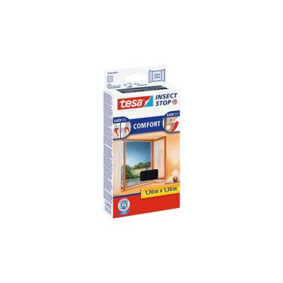 Szúnyogháló, ablakra, tépőzáras, 1,3 x 1,3 m,  TESA® "Comfort", fekete