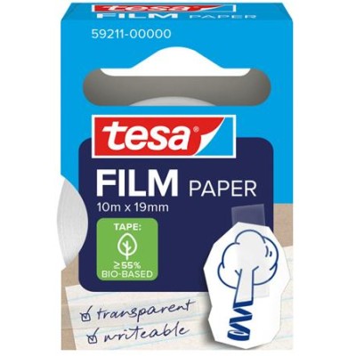 Ragasztószalag, írható, papír, 19 mm x 10 m, TESA "tesafilm®", átlátszó