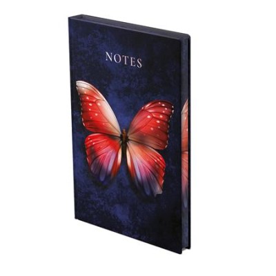 Jegyzetfüzet, A5, vonalas, 96 lap, TOPTIMER "Notes", piros pillangó