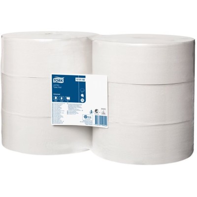 Toalettpapír, T1 rendszer, 1 rétegű, 26 cm átmérő, Universal, TORK "Jumbo", fehér