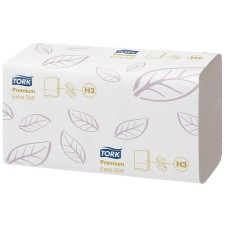 Kéztörlő, Z hajtás, 2 rétegű, 200 lap, H3 rendszer, Premium, TORK "Extra Soft Singlefold", fehér