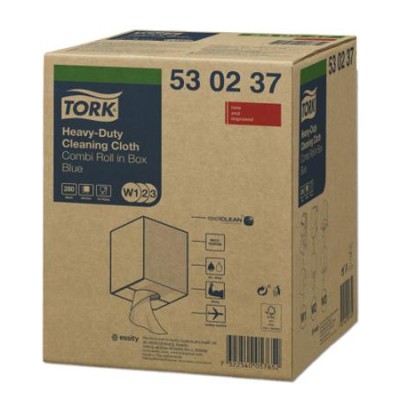 Tisztítókendő, tekercses, W1/W2 rendszer, 1 rétegű, TORK, kék