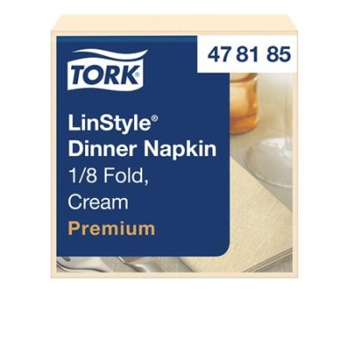 Szalvéta, iparilag komposztálható, 1/8 hajtogatott, 1 rétegű, 39x39 cm, Premium, TORK "LinStyle", krém
