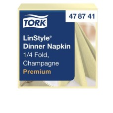 Szalvéta, iparilag komposztálható, 1/4 hajtogatott, 1 rétegű, 39x39 cm, Premium, TORK "LinStyle", pezsgő