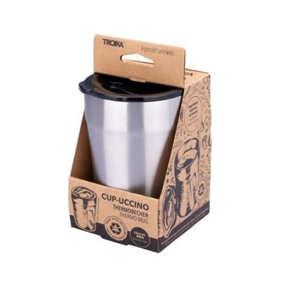 Termoszbögre, 300 ml, rozsdamentes acél, TROIKA "Cup-uccino", ezüst