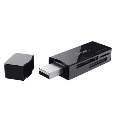 Kártyaolvasó, SD + MicroSD kártyához, USB 3.2 gen1, "TRUST Nanga", fekete