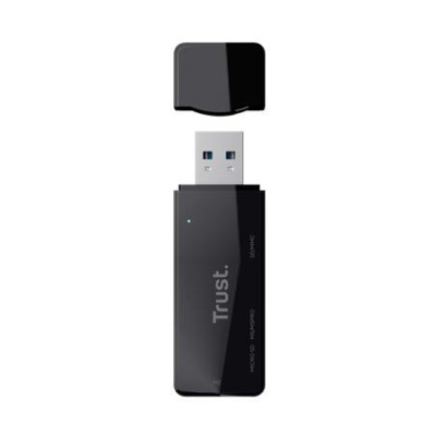 Kártyaolvasó, SD + MicroSD kártyához, USB 3.2 gen1, "TRUST Nanga", fekete