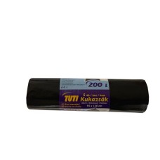 Szemeteszsák, extra erős, 200 l, 5 db, 95x120 cm, 38 µ, TUTI "Mega", fekete