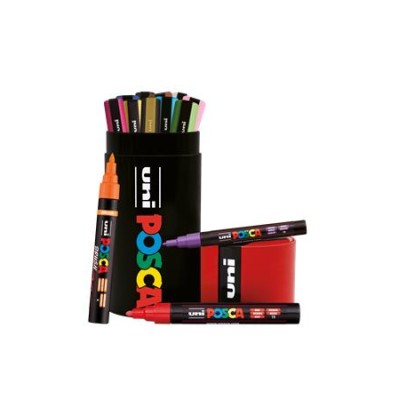 Dekormarker készlet, Posca fém dobozos, UNI "Posca", 13 különböző szín