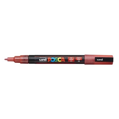 Dekormarker, 0,9-1,3 mm, UNI"Posca PC-3ML", fényes piros Dekormarker, 0,9-1,3 mm, UNI"Posca PC-3ML", fényes piros